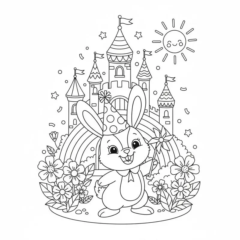 Cute Animal Party Coloring Pages