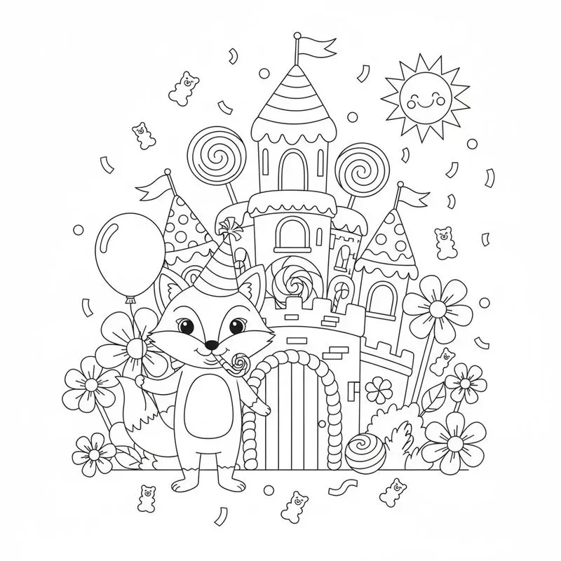 Cute Animal Party Coloring Pages