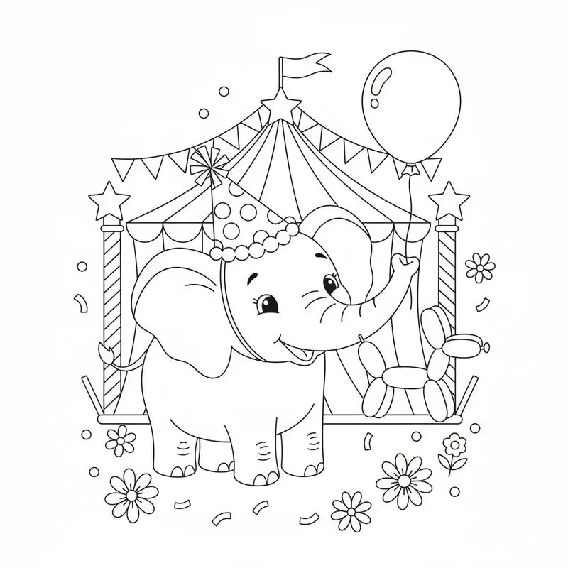 Cute Animal Party Coloring Pages