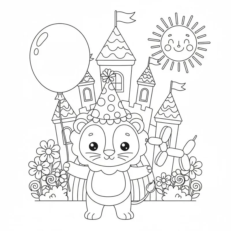Cute Animal Party Coloring Pages