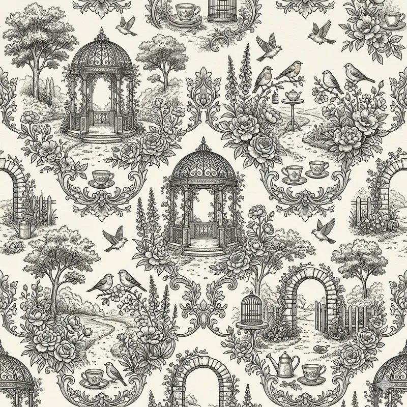 Vintage Toile Pattern Scenes