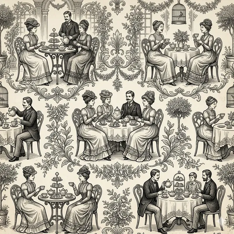 Vintage Toile Pattern Scenes