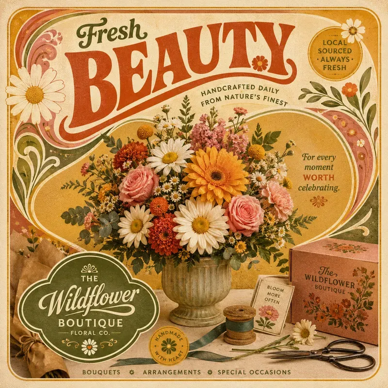 70s Floral Advertising Posters