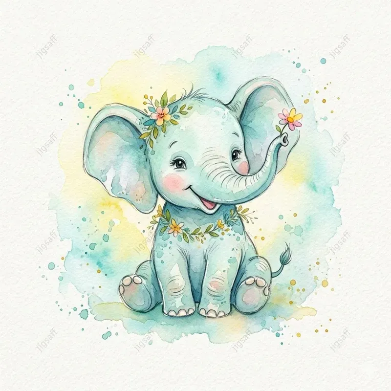 Whimsical Watercolor Baby Animals Art