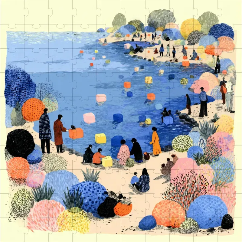 Gouache Collage Pattern Folk Prints