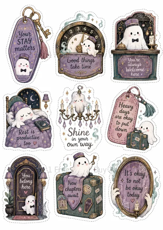 Western Kawaii Quote Sticker Cliparts