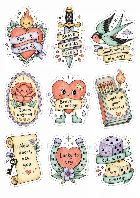 Western Kawaii Quote Sticker Cliparts