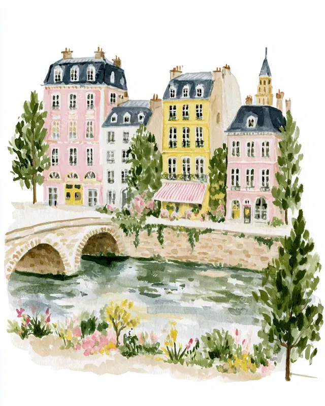 Parisian Lifestyle Watercolor Cliparts