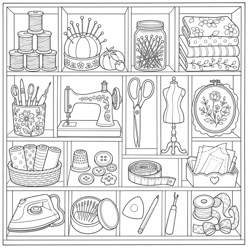 Cozy Shelf Coloring Page Builders