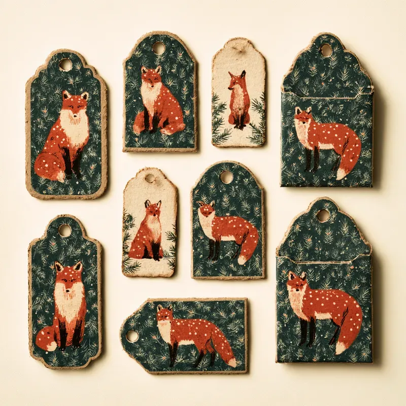 Winter Forest Paper Tags Tuck Pockets