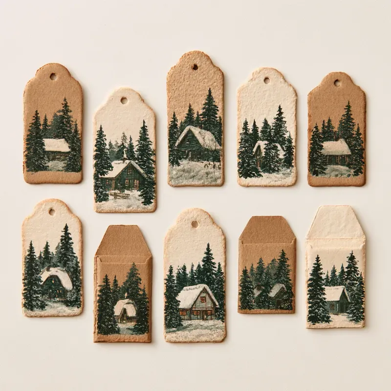 Winter Forest Paper Tags Tuck Pockets