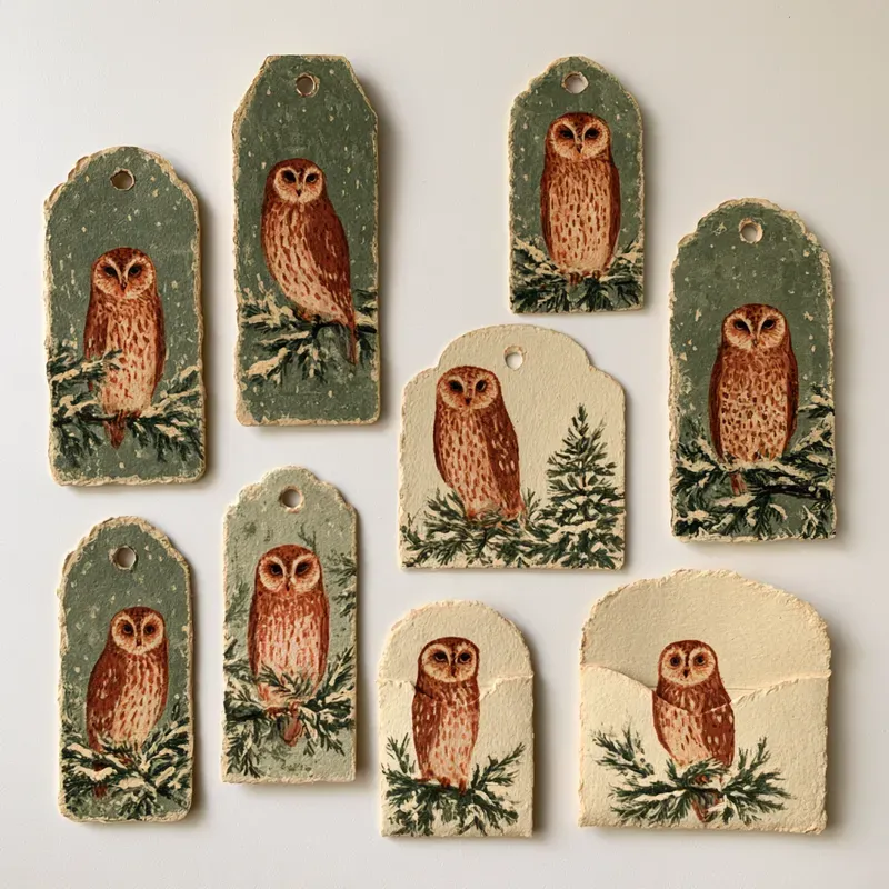 Winter Forest Paper Tags Tuck Pockets