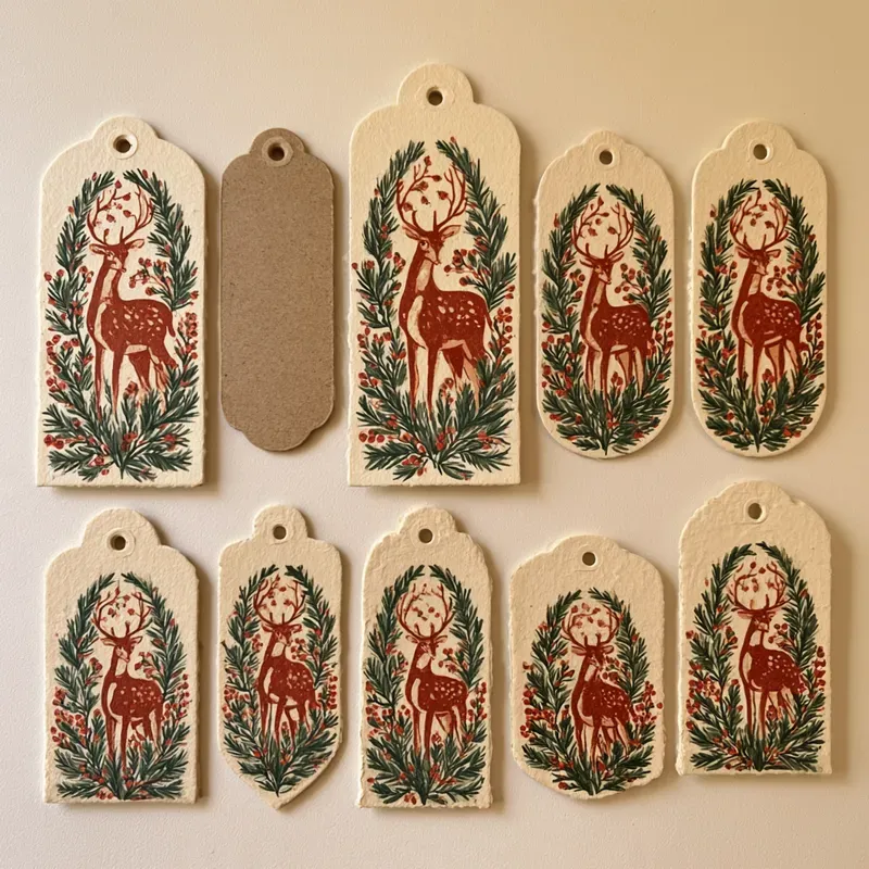 Winter Forest Paper Tags Tuck Pockets