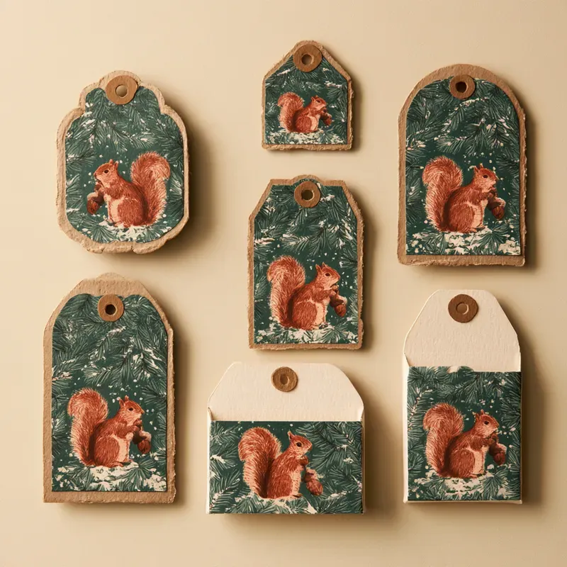 Winter Forest Paper Tags Tuck Pockets