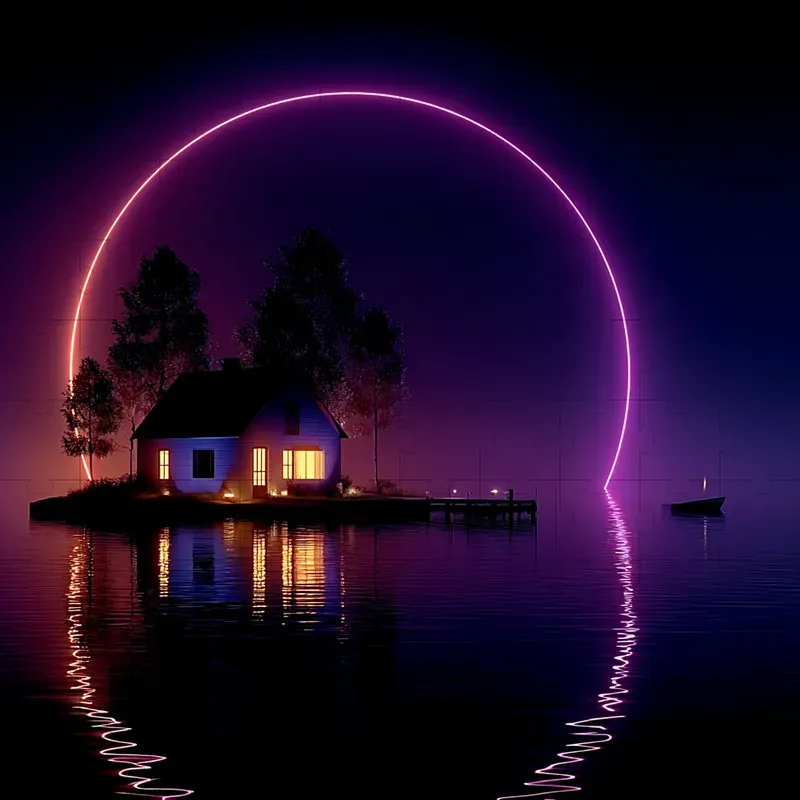 3D Neon Synthwave Dark Glow Art