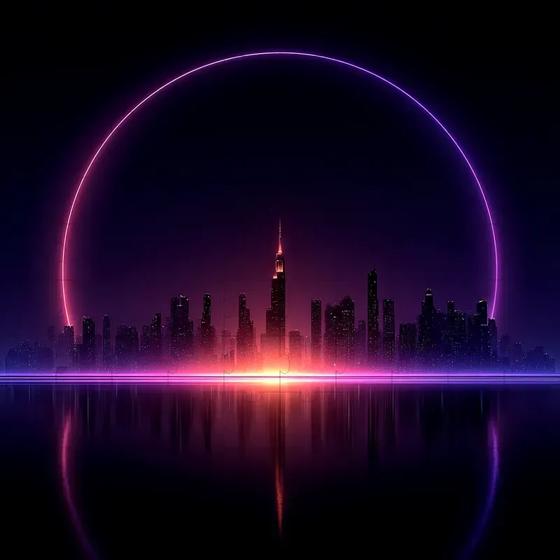 3D Neon Synthwave Dark Glow Art