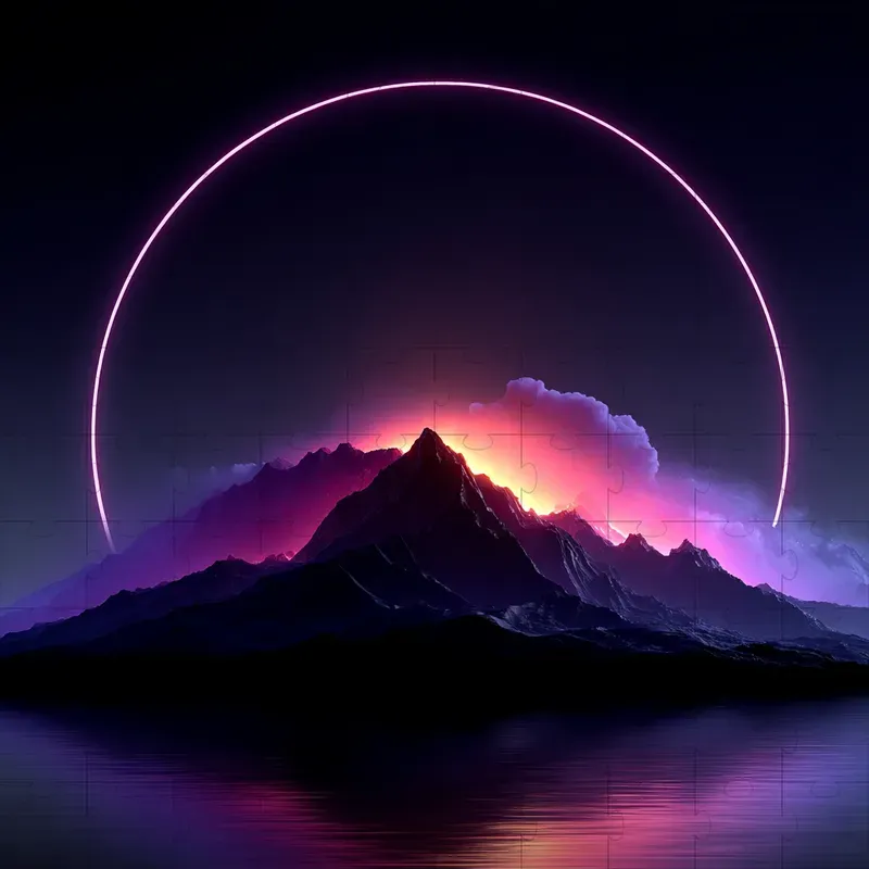 3D Neon Synthwave Dark Glow Art