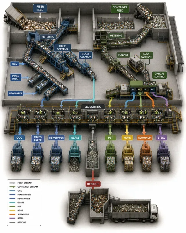 Materials Recovery Facility Sorting Flows