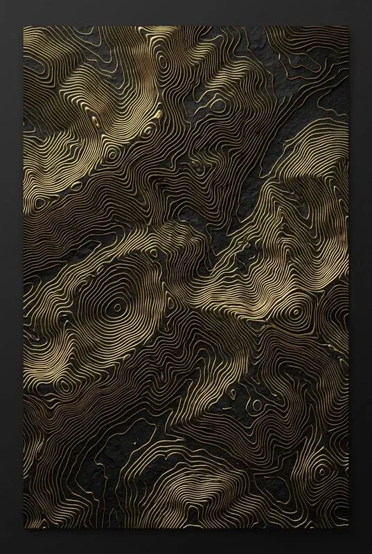 Dark Gold Topographic Art
