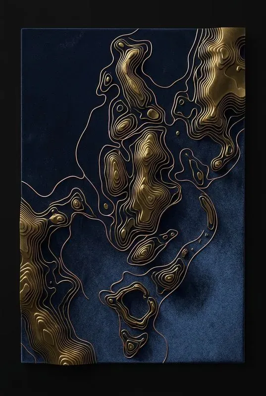 Dark Gold Topographic Art