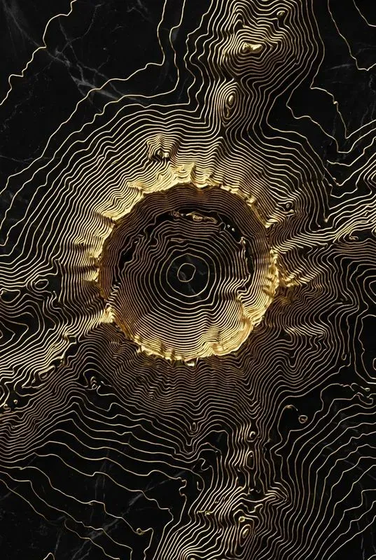 Dark Gold Topographic Art
