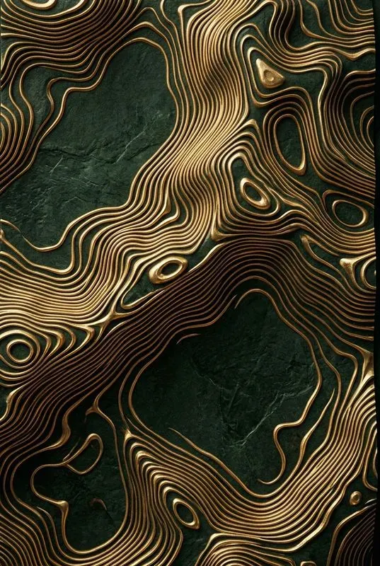 Dark Gold Topographic Art