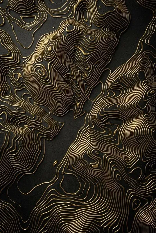 Dark Gold Topographic Art