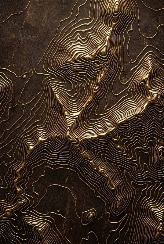 Dark Gold Topographic Art