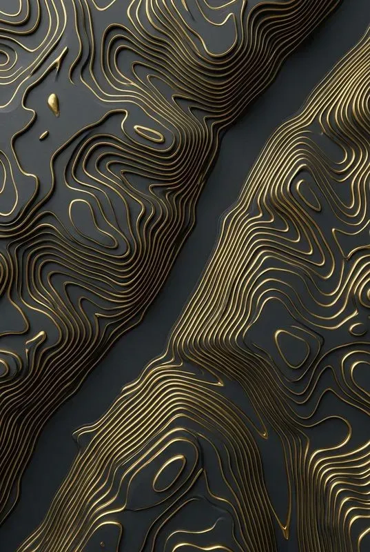 Dark Gold Topographic Art