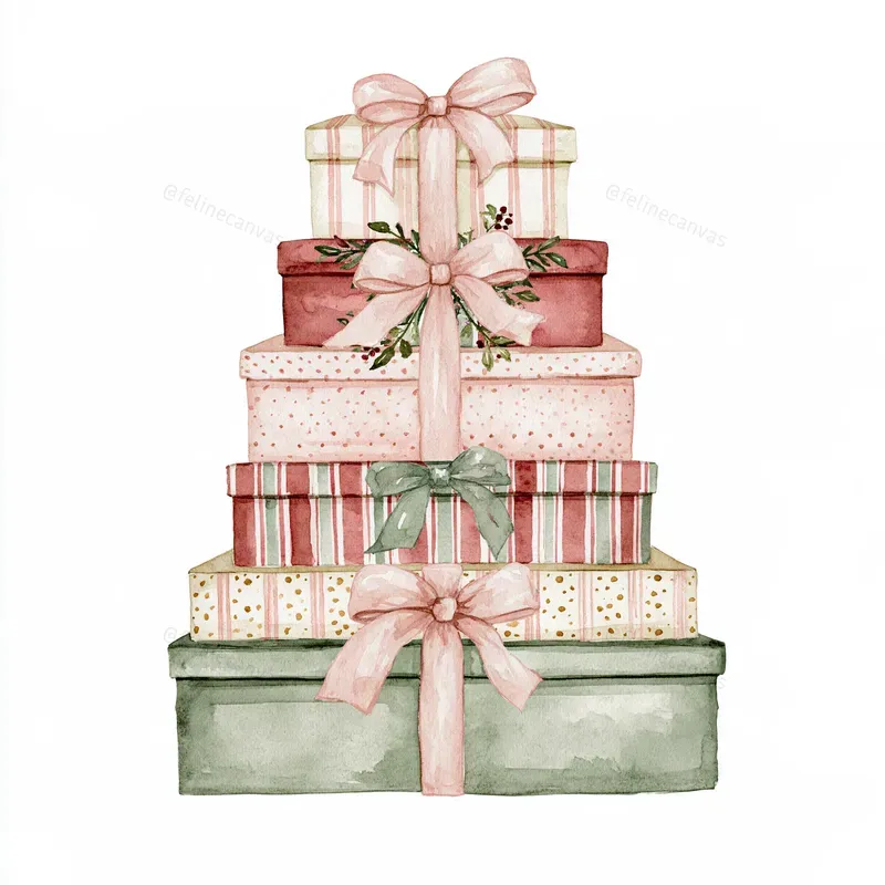 Soft Christmas Watercolor Cliparts