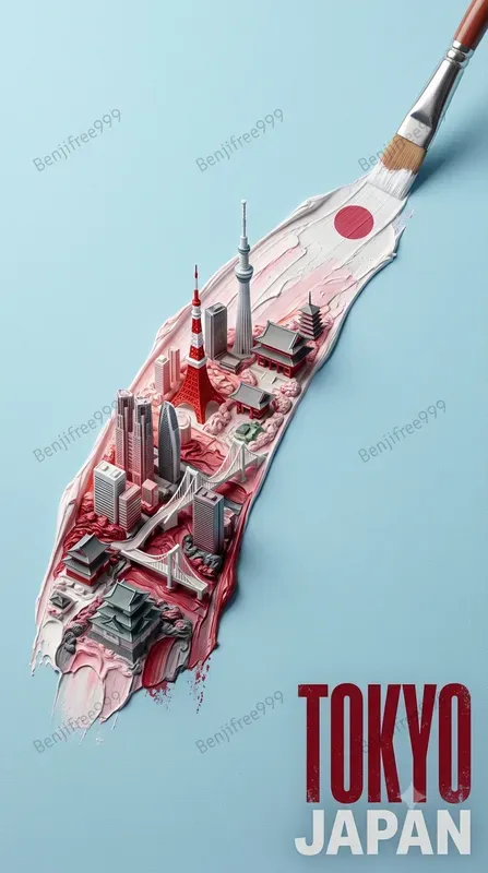 3D Miniature Cities In Paintbrush Strokes