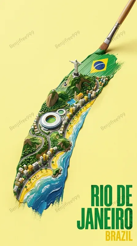 3D Miniature Cities In Paintbrush Strokes