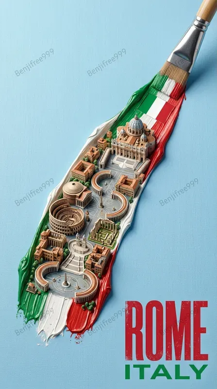 3D Miniature Cities In Paintbrush Strokes