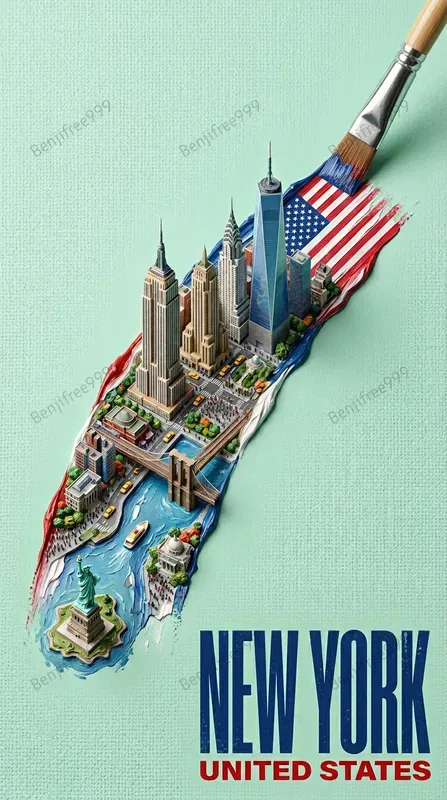 3D Miniature Cities In Paintbrush Strokes