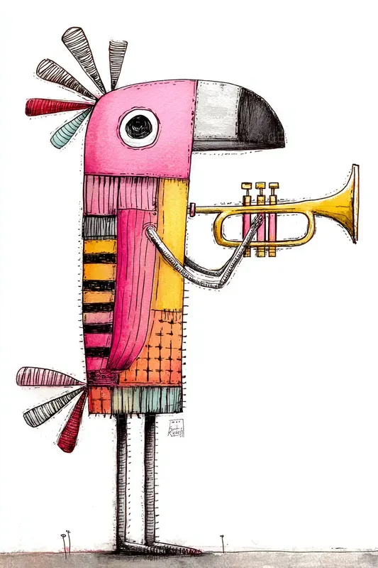 Animals Birds Playing Musical Instruments