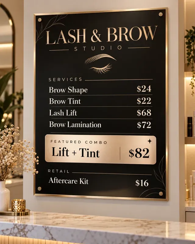 Small Business Service Menu Prices