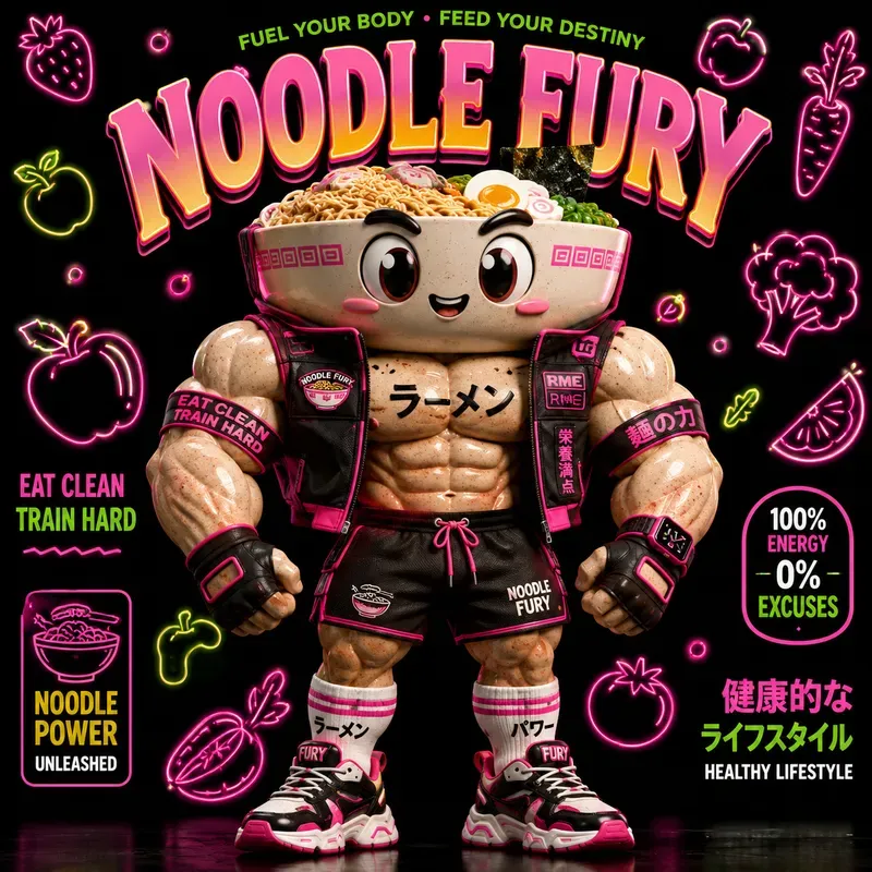Neon Fitness Mascot Poster Packs