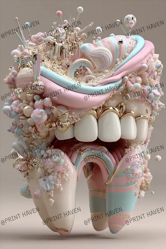 Teeth And Sugar 3d Surreal Art