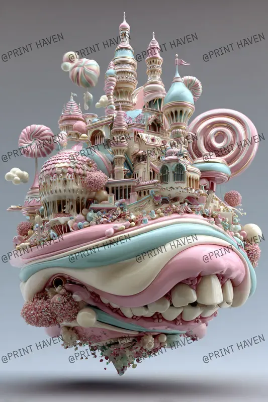 Teeth And Sugar 3d Surreal Art