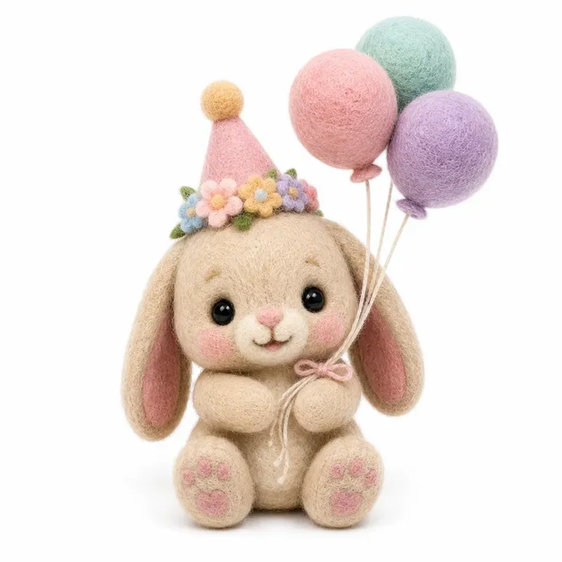 Pastel Felt Birthday Animal Cliparts