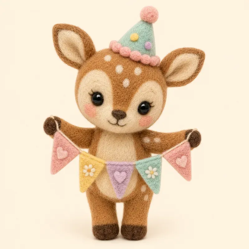 Pastel Felt Birthday Animal Cliparts