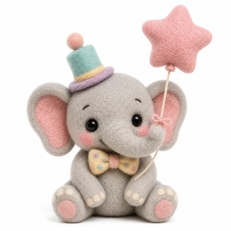 Pastel Felt Birthday Animal Cliparts