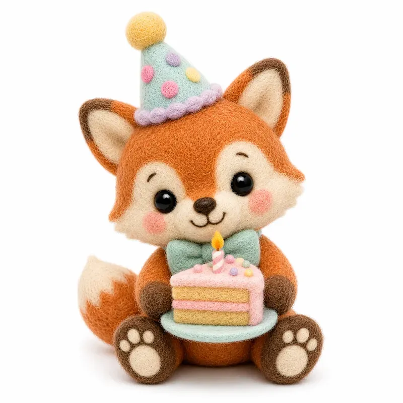 Pastel Felt Birthday Animal Cliparts