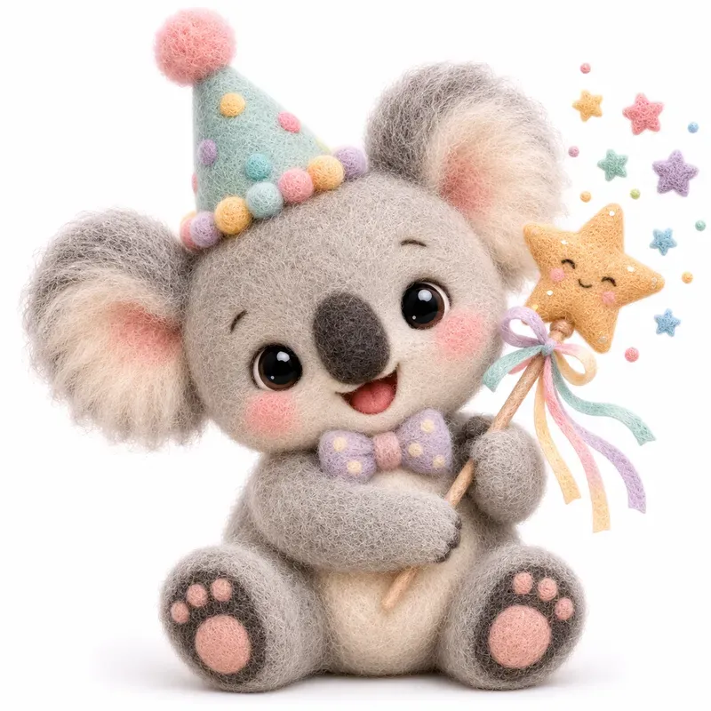 Pastel Felt Birthday Animal Cliparts