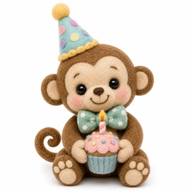 Pastel Felt Birthday Animal Cliparts