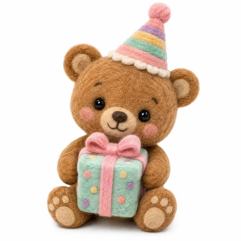 Pastel Felt Birthday Animal Cliparts