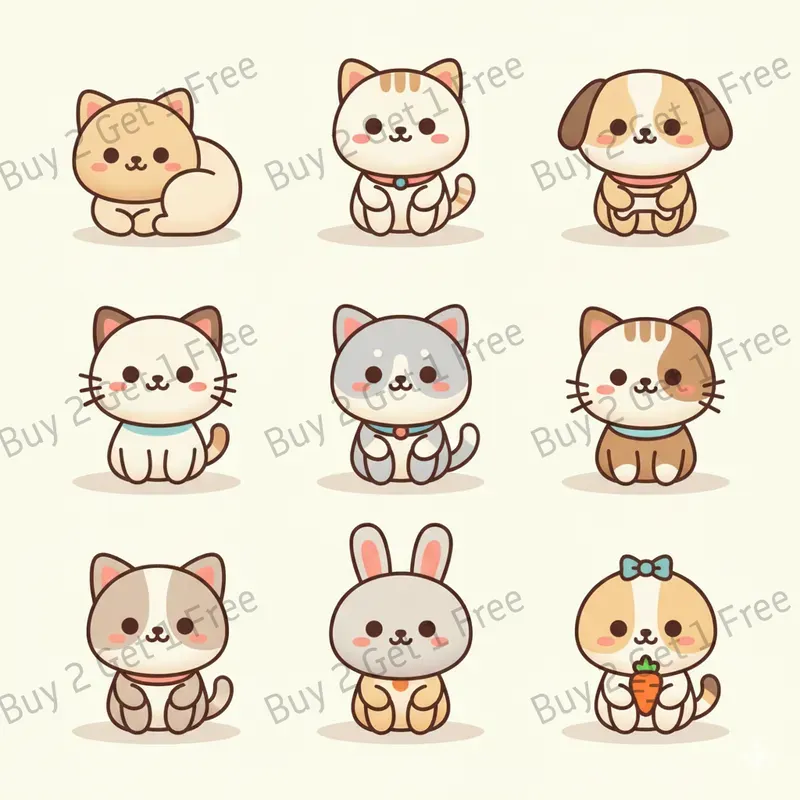 Cute Character Icon Grids