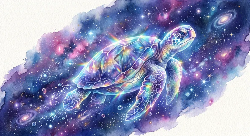 Cosmic Watercolor Crystal Ocean Animals