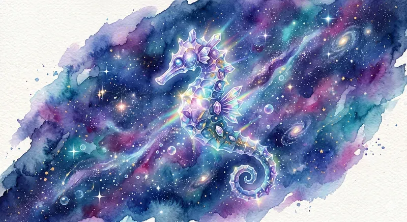 Cosmic Watercolor Crystal Ocean Animals