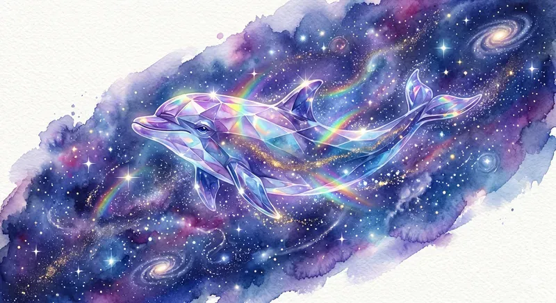 Cosmic Watercolor Crystal Ocean Animals